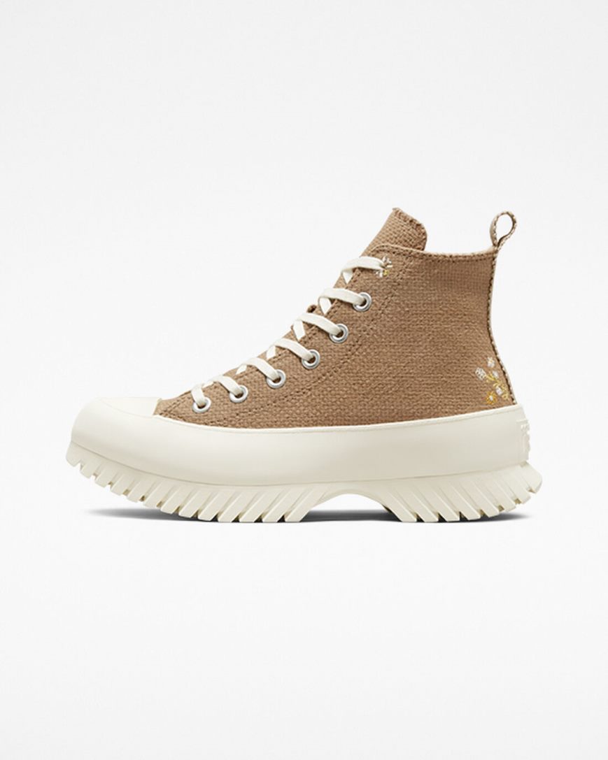 Women's Converse Chuck Taylor All Star Lugged 2.0 Autumn Embroidery High Top Platform Shoes Brown / Khaki | AU C01E5X